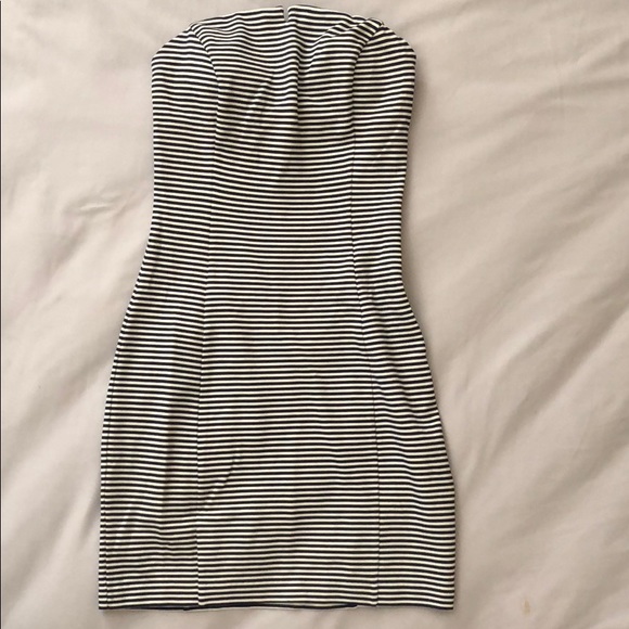 Club Monaco Strapless Striped Mini Dress - Picture 1 of 3